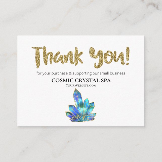 *~* COSMIC CRYSTALS - THANK YOU LOGO QR AP8 Review Enclosure Card (Front)