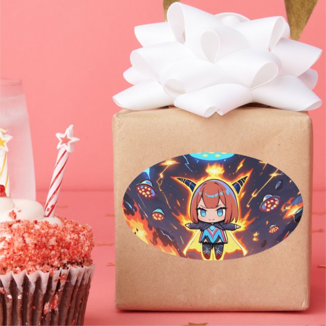 Cosmic Cutie Chaos Oval Sticker (Party)