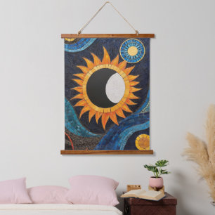 Cosmic Dance Mosaic Sun Moon  Hanging Tapestry