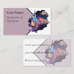 Cosmic Dancer & Rainbow Cat Celestial Art Business Card