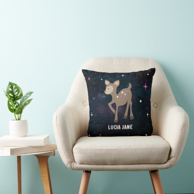 Cosmic Deer Pink Girl Nursery Cushion (Chair)