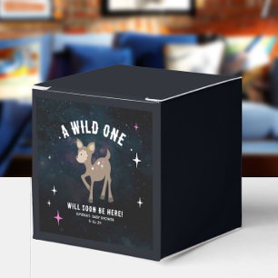 Cosmic Deer Wild One Pink Girl Baby Shower Favour Box