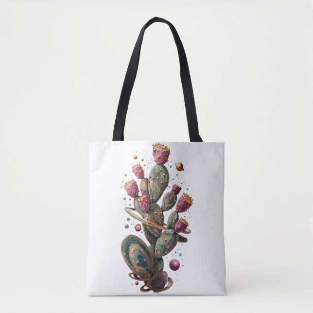 Cosmic desert cactus art  tote bag (Front)