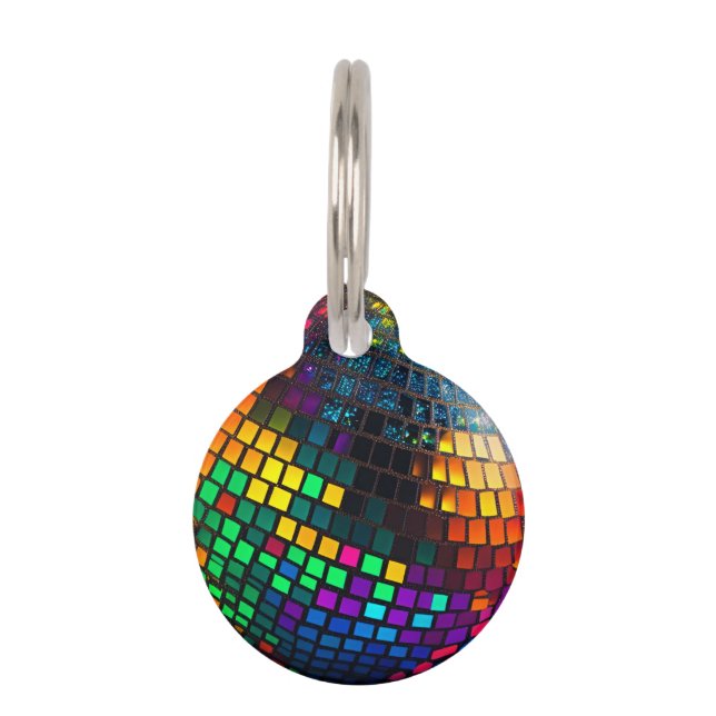 Cosmic Disco Groove: Lino Cut Pet Tag (Front)