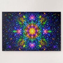 Cosmic DNA Mandala & Neon Flora: Maximalist"