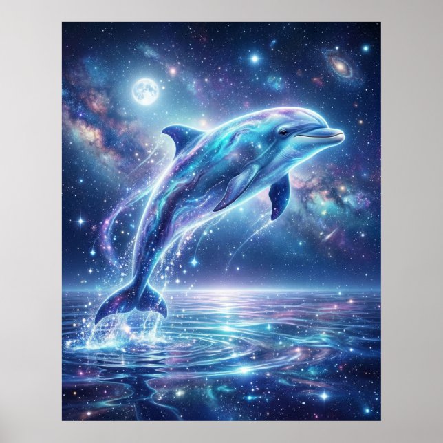 Cosmic Dolphin Star Tide Poster (Front)