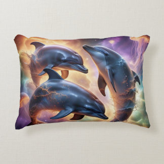 Cosmic Dolphins and Jellyfish in Space  Decorative Cushion