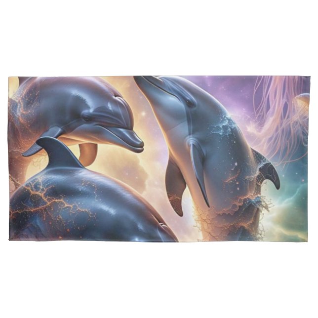 Cosmic Dolphins and Jellyfish in Space  Pillowcase (Front-Left)