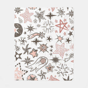 Cosmic Doodles: Stars and Comets Fleece Blanket