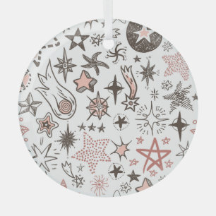 Cosmic Doodles: Stars and Comets Glass Tree Decoration