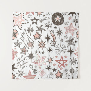 Cosmic Doodles: Stars and Comets Tapestry