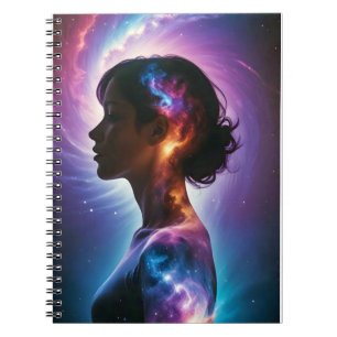 Cosmic Double Exposure Space Infinity Universe Art Notebook