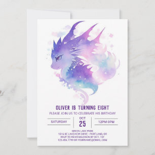 Cosmic Dragon Magic Birthday Invitation