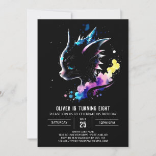 Cosmic Dragon Whimsy Birthday Invitation
