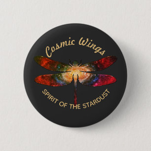 Cosmic Dragonfly • Galaxy Wings & Nebula Trails 6 Cm Round Badge