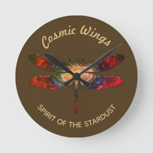 Cosmic Dragonfly • Galaxy Wings & Nebula Trails Round Clock