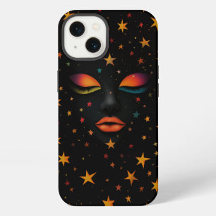 Cosmic Dream Rainbow Galaxy Woman Face Stars Black iPhone 13 Case