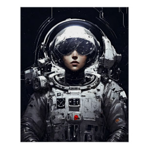 Cosmic Dreams: Girl Astronaut Retro Fantasy Poster
