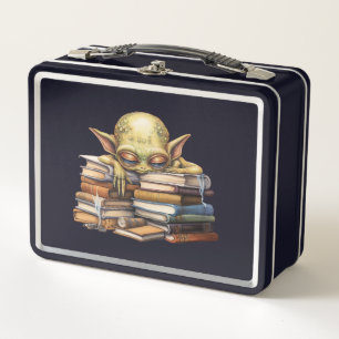 Cosmic Dreams of Knowledge: Alien Naptime Lunch Bo Metal Lunch Box