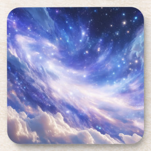 Cosmic Dreamscape: Swirling Nebula & Starry Night Coaster