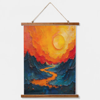 Cosmic Drift — Abstract Gold & Teal Canvas Art Hanging Tapestry