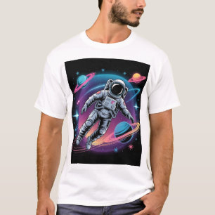 Cosmic Drift - Astronaut in Neon Galaxy T-Shirt