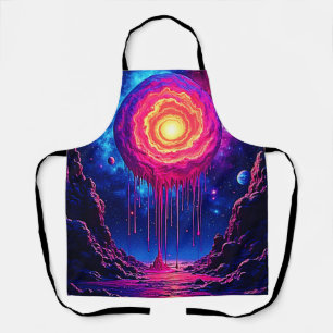 Cosmic Dripping Planet Art Apron