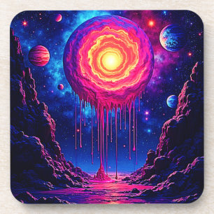 Cosmic Dripping Planet Art Coaster