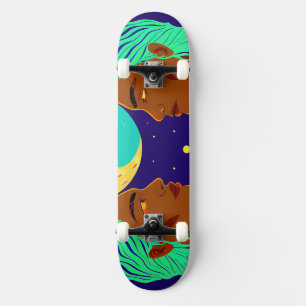Cosmic Duality: Sun, Moon, and Sisterhood Skateboard