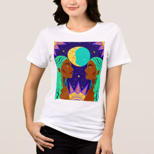 Cosmic Duality: Sun, Moon, and Sisterhood Tri-Blend Shirt