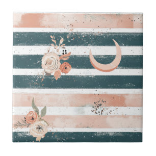 Cosmic Earth Tone Stripe with Tribal Moon Tile
