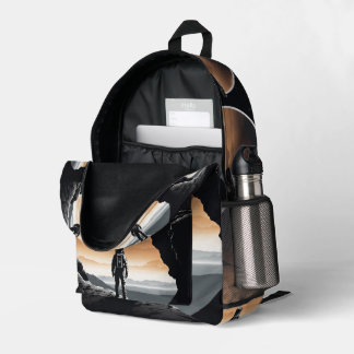 "Cosmic Edge: Astronaut Emblem" Printed Backpack
