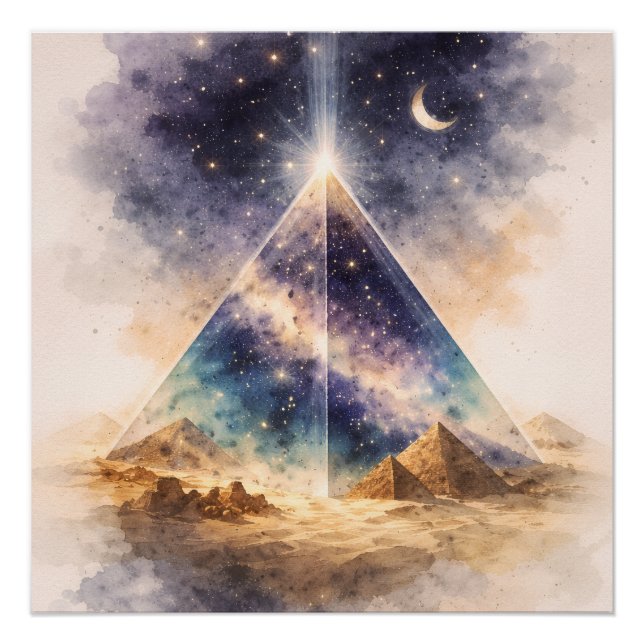 Cosmic Egyptian Pyramid art, Ancient Egypt Poster (Front)