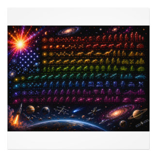 Cosmic Evolution American Flag | Big Bang to Human Photo Print