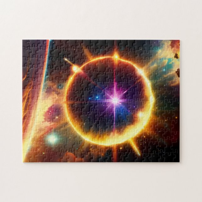 Cosmic Exploding Sphere Bursts in Planetary Event Jigsaw Puzzle (Horizontal)