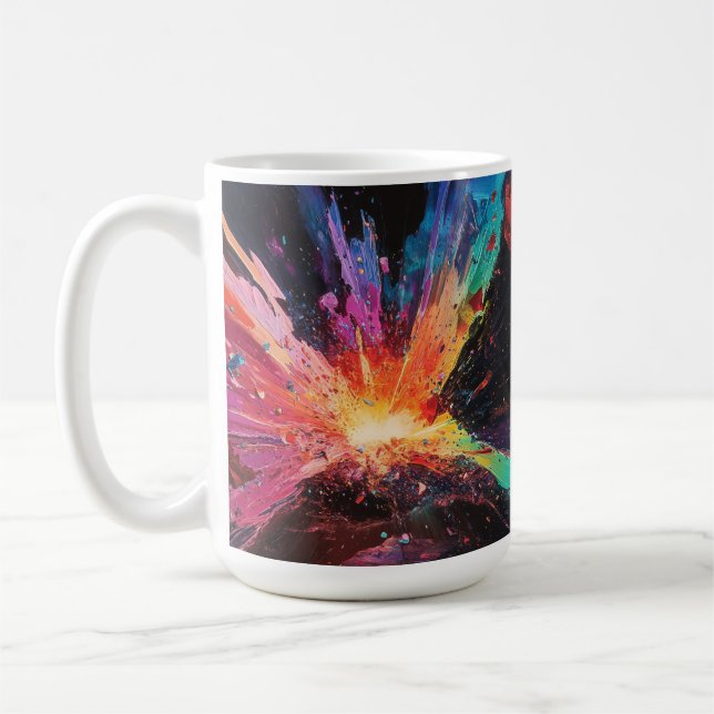 Cosmic Explosions Colourful Art Mug, Abstract Spac Coffee Mug (Left)