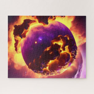Cosmic Explosive Fires Orange and Purple Nebula Jigsaw Puzzle