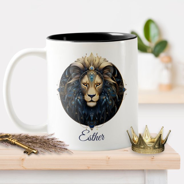 Cosmic Fantasy Astrological Zodiac Sign Name Leo Two-Tone Coffee Mug (Creator Uploaded)