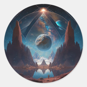 Cosmic Fantasy Landscape Classic Round Sticker