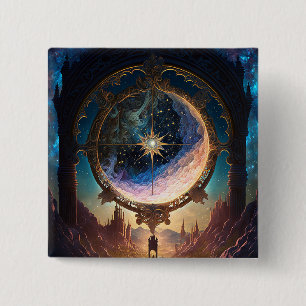 Cosmic Fantasy Space Landscape 15 Cm Square Badge