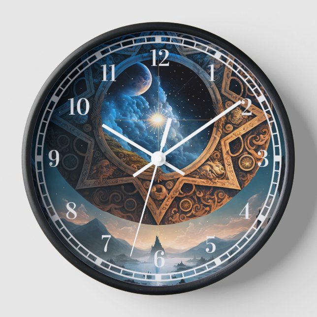 Cosmic Fantasy Space Landscape Clock (Front)