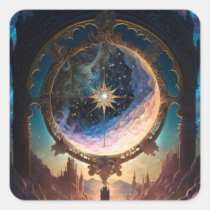 Cosmic Fantasy Space Landscape Square Sticker