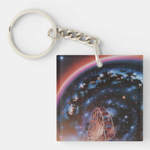 Cosmic Ferris Wheel Under a Neon Galaxy Key Ring