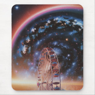 Cosmic Ferris Wheel Under a Neon Galaxy Mouse Mat