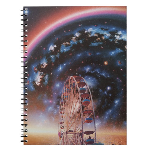  Cosmic Ferris Wheel Under a Neon Galaxy  Notebook (Front)