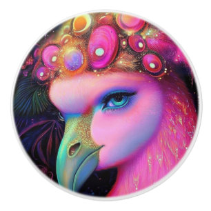 Cosmic Flamingo Queen Ceramic Knob