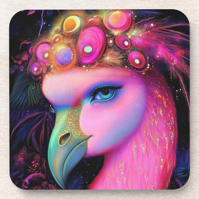 Cosmic Flamingo Queen Coaster (Front)