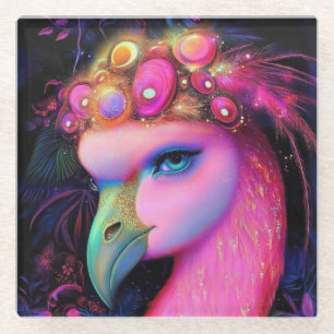 Cosmic Flamingo Queen Glass Coaster
