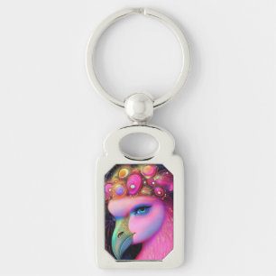 Cosmic Flamingo Queen Key Ring