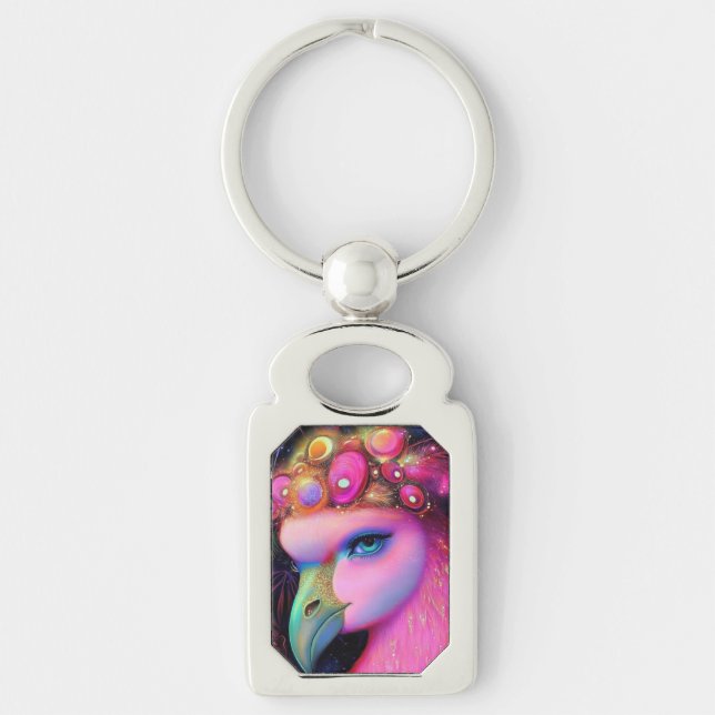 Cosmic Flamingo Queen Key Ring (Front)